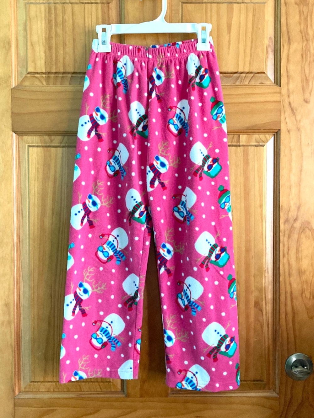 The Children’s Place girl’s size 7/8 super soft and warm pink snowman pajama set - Picture 3 of 9